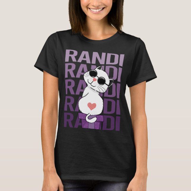 T-shirt Chat de charme - Nom du randi (Devant)