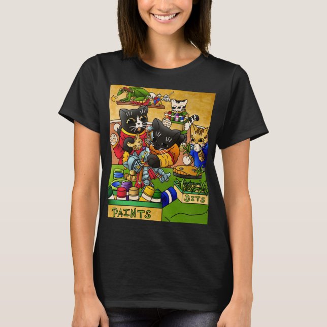 T-shirt Chat de chevalier miniature modèle de peinture cha (Devant)