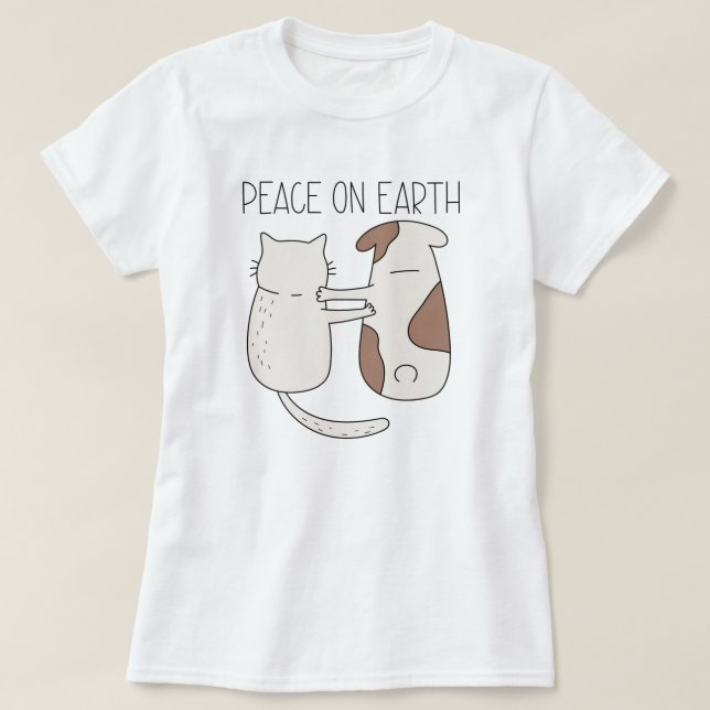 T-shirt Chat de Chien Paix sur Terre (Design devant)