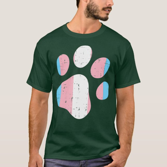 T-shirt Chat de chien transgenre Empreinte de patte Trans  (Devant)
