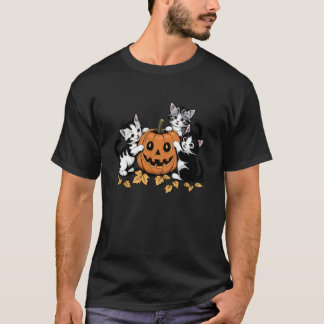 T-shirt Chat de citrouille vintage 90s Halloween Retro Flo