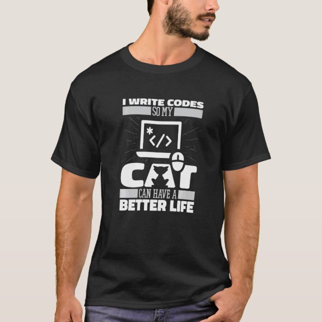 T-shirt Chat de codeur Ingénieur logiciel Développeur Coda (Devant)