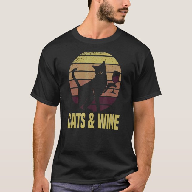 T-shirt Chat de collection de vin rouge (Devant)