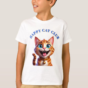 T-shirt Chat de compagnie de dessin animé avec des yeux bl
