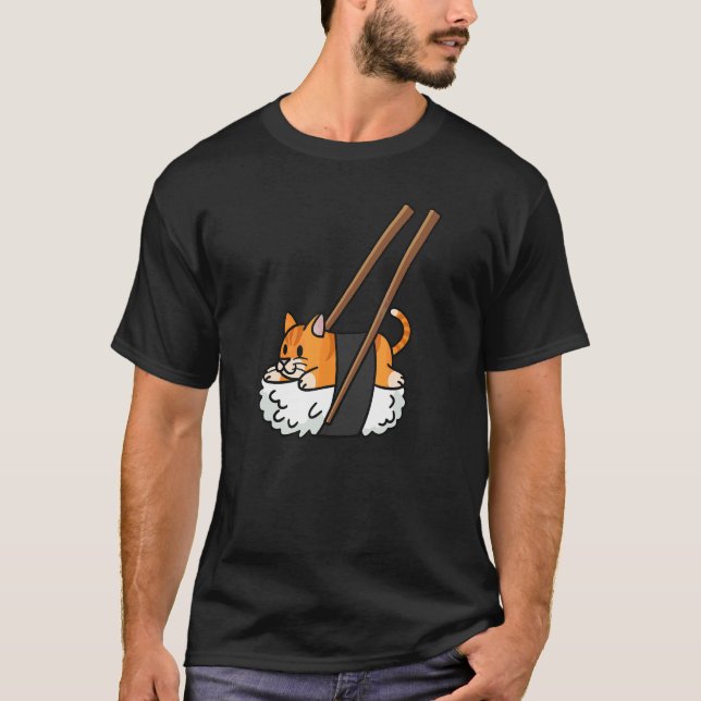 T-shirt Chat de compagnie Sushi Nigiri Ginger (Devant)