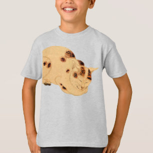 T-shirt Chat de couchage antique Bois japonais Ukiyo-e