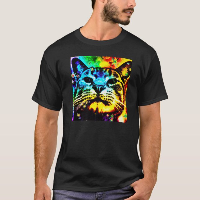 T-shirt Chat de couleur profonde visage adorable chaton (Devant)