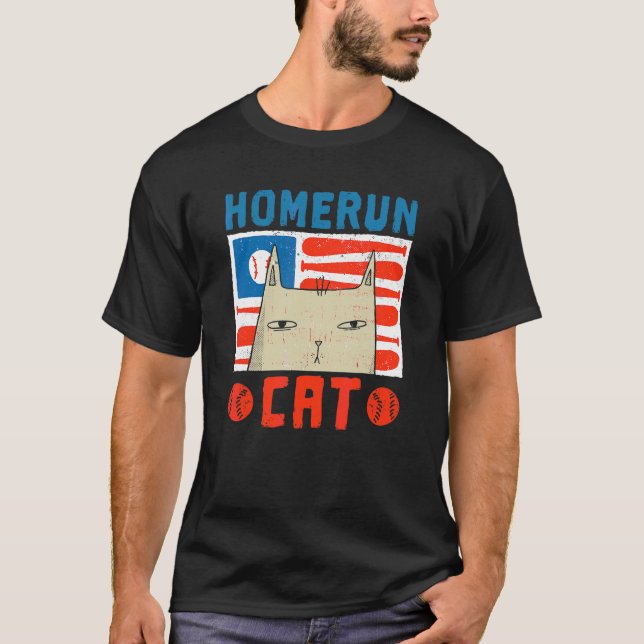 T-shirt Chat de coup de circuit Batte de baseball Balle Sp (Devant)