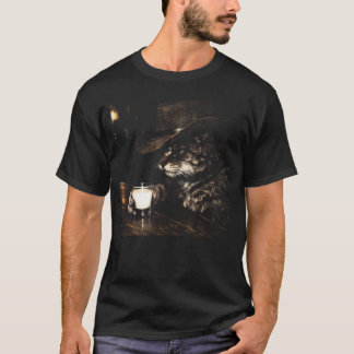 T-shirt Chat de cow-boy drôle Western Meme Rétro Esthétiqu