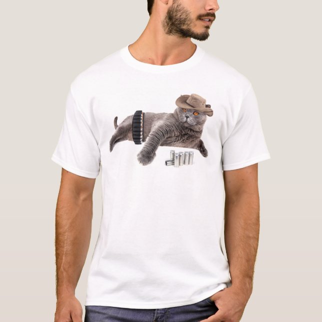 T-shirt Chat de cowboy amusant (Devant)