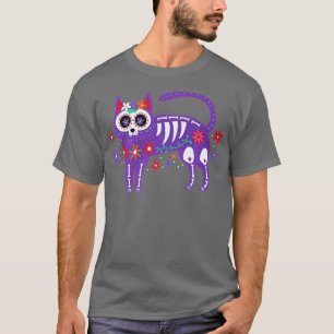 T-shirt Chat de crâne de sucre Jour de la mort Squelette C