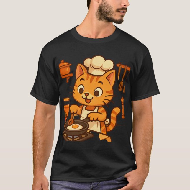 T-shirt Chat de cuisine – Art de chef mignon (Devant)