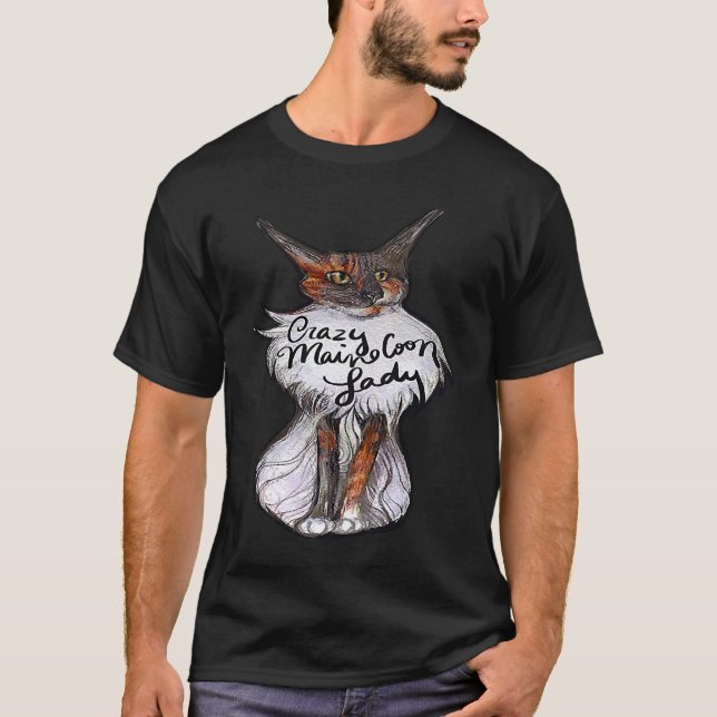 T-shirt Chat de Dame Folle Maine Coon (Devant)