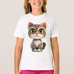 T-shirt Chat de dessin animé 3D – Conception d'animal de c