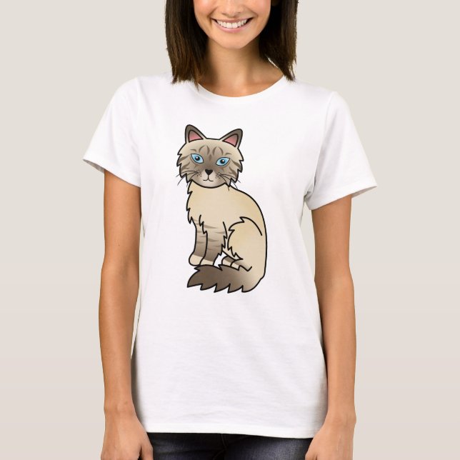 T-shirt Chat de dessin animé Birman / Ragdoll au point tab (Devant)