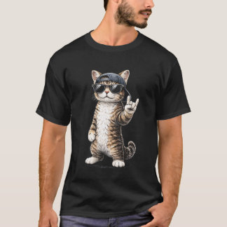 T-shirt Chat de dessin animé cool style street hip hop hum