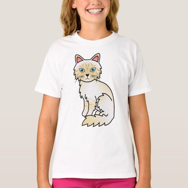 T-shirt Chat de dessin animé Cream Point Tabby Birman / Ra (Devant)