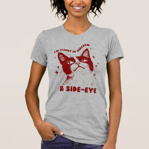 T-shirt Chat de dessin animé "Je parle couramment le sarca