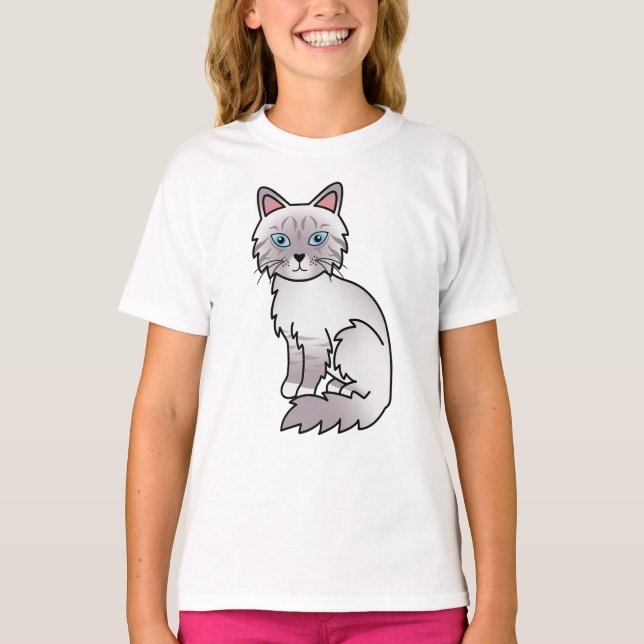 T-shirt Chat de dessin animé Lilac Point Tabby Birman / Ra (Devant)