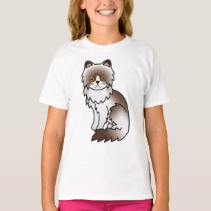 T-shirt Chat de dessin animé mignon Persan bicolore au cho