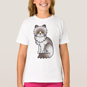 T-shirt Chat de dessin animé mignon persan bicolore lilas