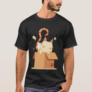 T-shirt Chat de dessin animé mignon regardant hors d'une b