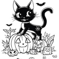 Chat de dessin animé noir et blanc