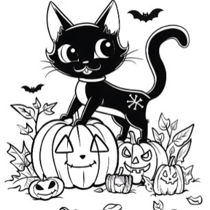 T-Shirt Chat de dessin animé noir et blanc