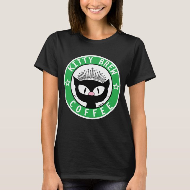 T-Shirt Chat de Dessin Animé Noir Logo KITTY BREW  (Devant)