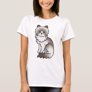 T-shirt Chat de dessin animé persan bicolore lilas mignon