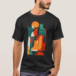 T-shirt Chat de dessin au trait Kitten Abstrait Minimalist