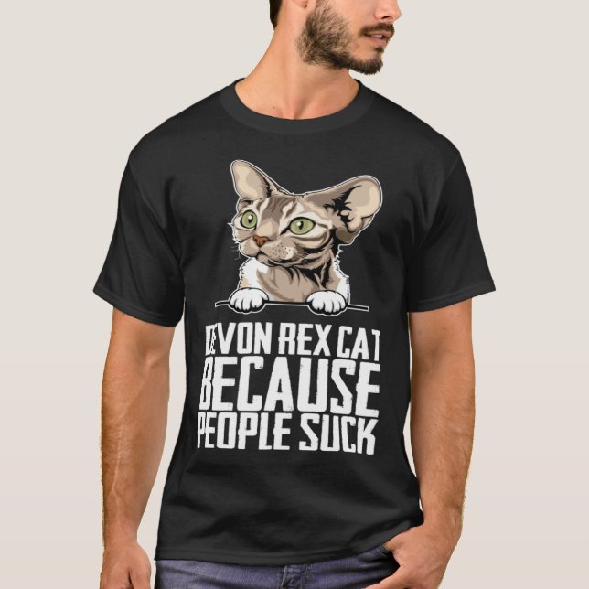 T-shirt chat de Devon rex parce que les gens sont nuls (Devant)