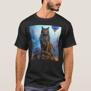 T-shirt Chat de fantaisie de majesté mécanique Steampunk I