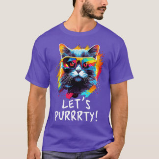 T-shirt Chat de fête en lunettes de soleil Hommes Femmes 9
