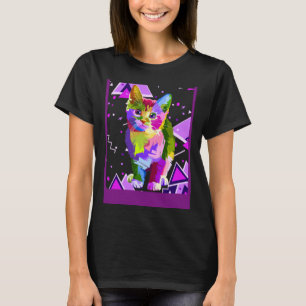 T-shirt Chat de fête psychédélique coloré tripant des anné