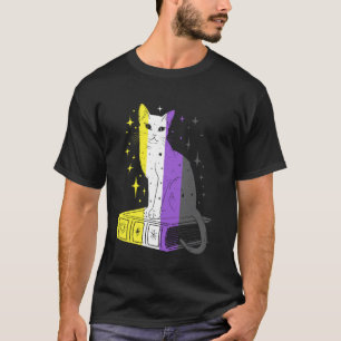 T-shirt Chat de fierté non binaire sur des étoiles magique