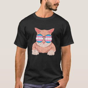 T-shirt Chat de fierté trans Lunettes de soleil cool Drape