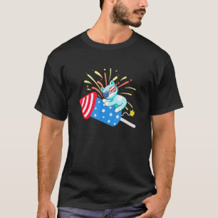 T-shirt Chat de fusée d'astronaute patriotique Drapeau amé