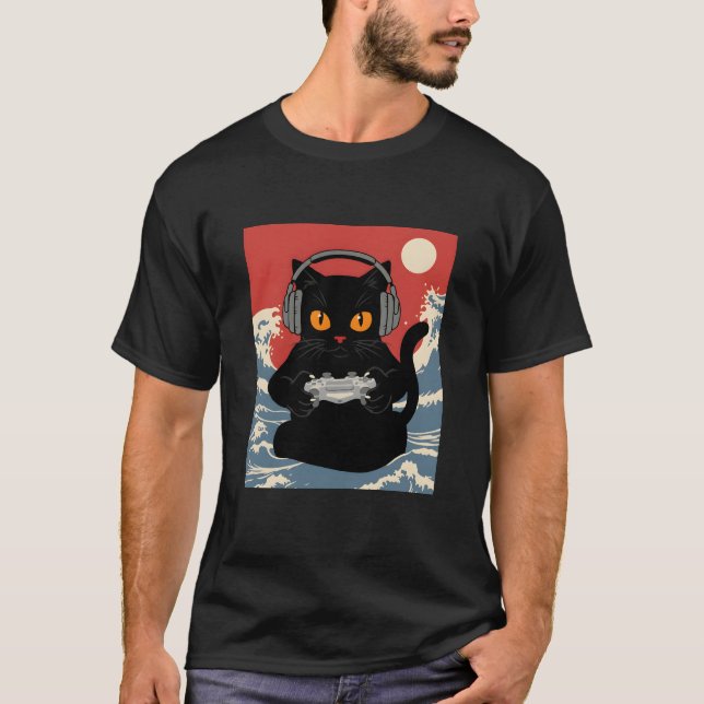 T-shirt Chat de gamer cool Dark Fantasy Rétro Vibes de con (Devant)