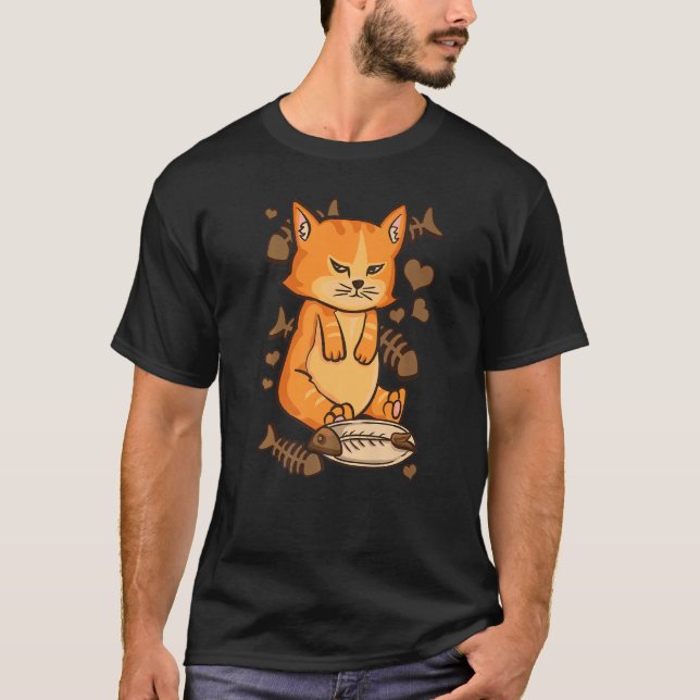 T-shirt Chat de gingembre Chubby Kitty Cute Kitten Angry E (Devant)
