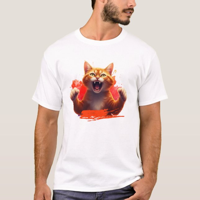 T-shirt Chat de gingembre en colère (Devant)