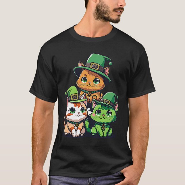 T-shirt Chat de gnome et chat de lutin de la Saint-Patrick (Devant)