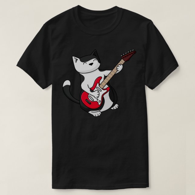 T-shirt Chat de guitare électrique (Design devant)