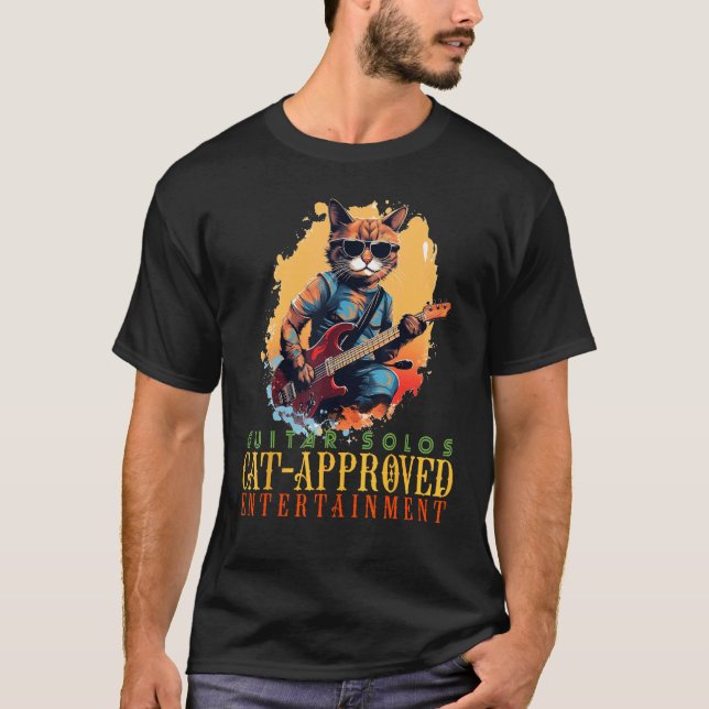 T-shirt Chat de guitare électrique cool pour Riffs et Rock (Devant)