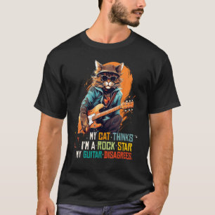 T-shirt Chat de guitare rock cool avec air de rock'n roll