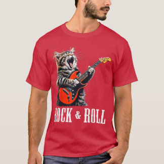 T-shirt Chat de guitare Rock Roll Vintage ROCK Guitariste