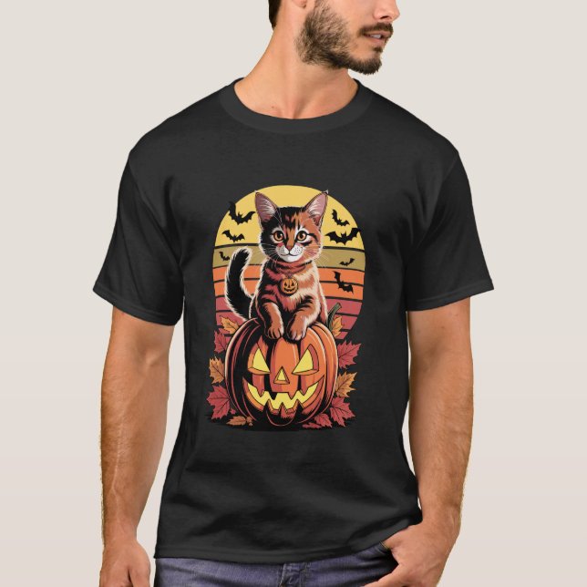 T-shirt Chat de Halloween Rétro Somali Somalis Renard Chat (Devant)