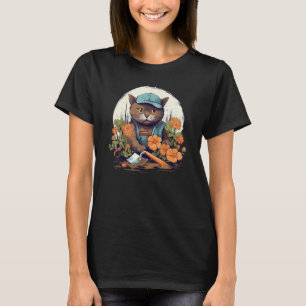 T-shirt Chat de jardinage amusant avec de jolies Fleurs et