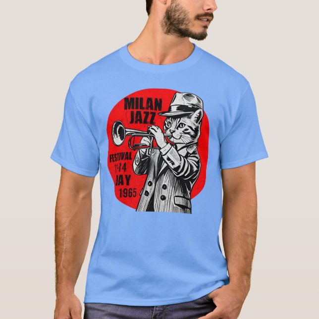 T-shirt Chat de jazz vintage Trompette - unique (Devant)