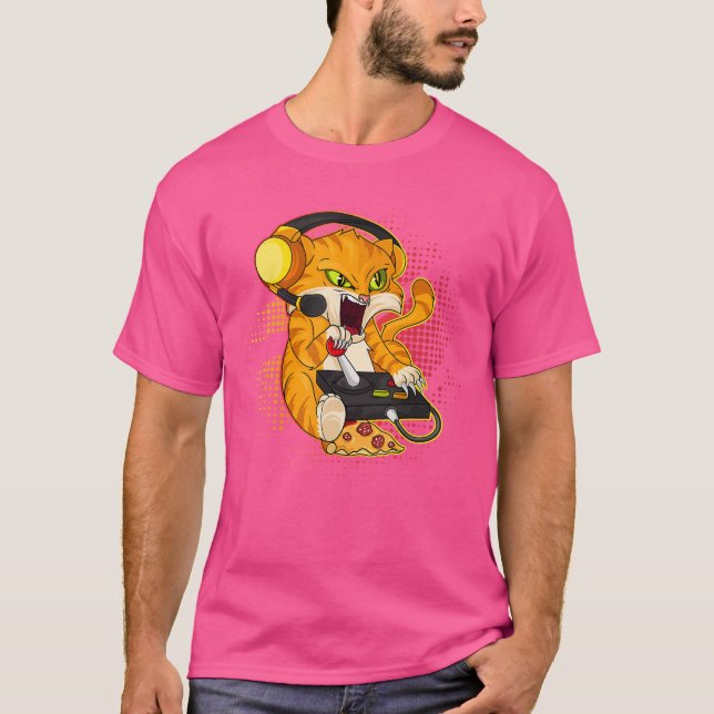 T-shirt Chat de jeu Joueur Chat amateur de jeu Cadeau d'or (Devant)